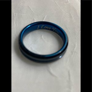 3mm Black and Blue Tungsten Band Sz 6